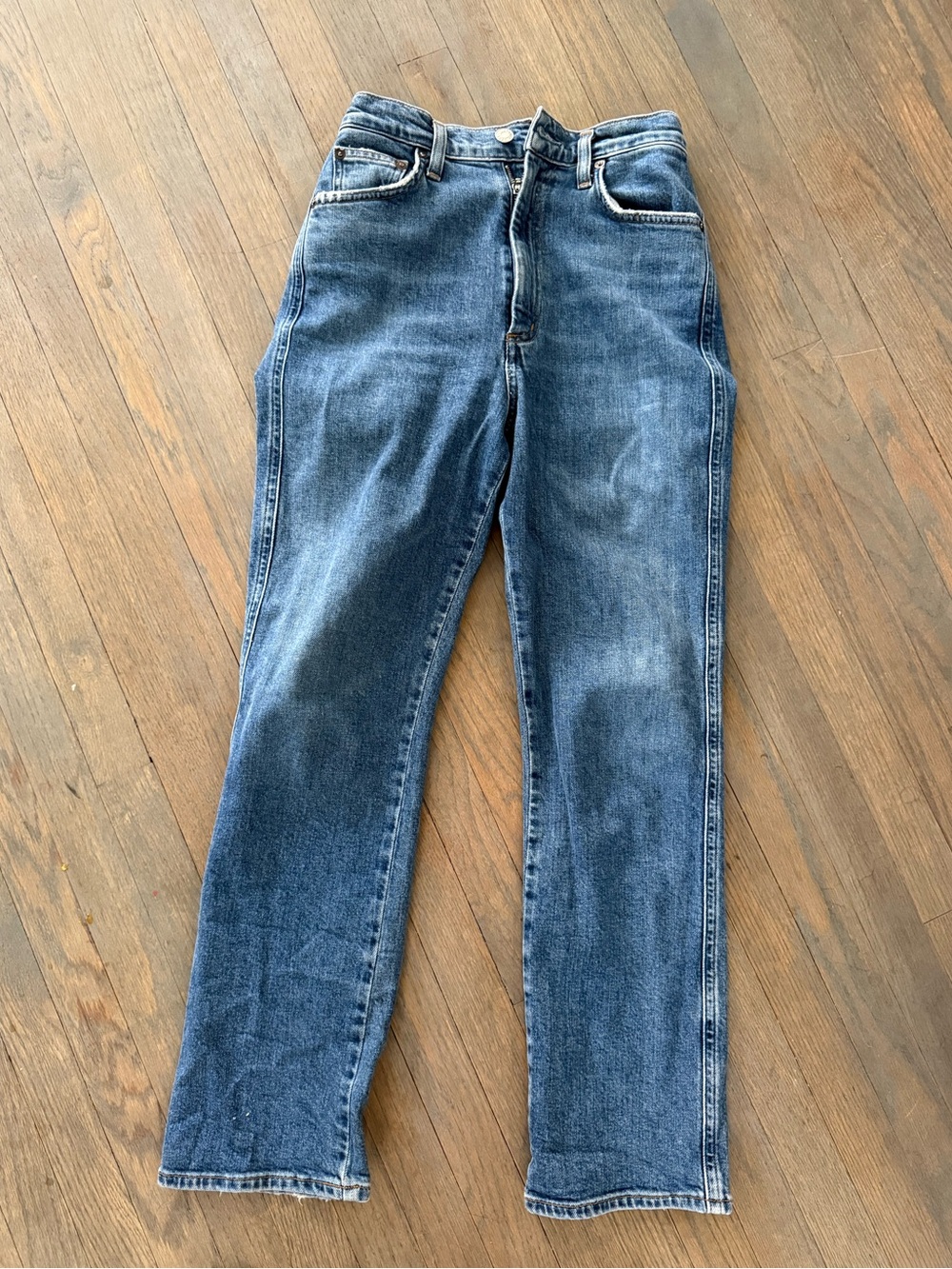 Agolde Straight-Leg High-Rise Jeans in Medium Blue Wash